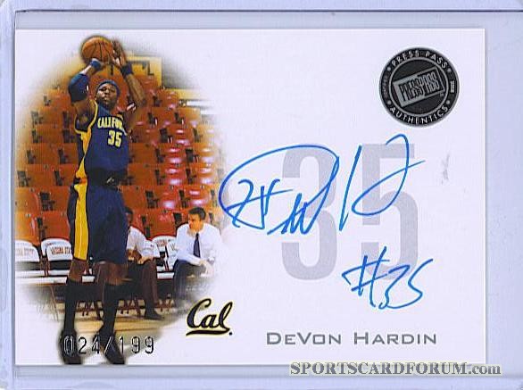2008 Press Pass Signings Silver #PPSDH DeVon Hardin - Quantity: 1 - Owned by: TrFstPtch 