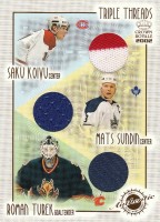 2001-02 Crown Royale Triple Threads #12 Saku Koivu/ Mats Sundin/ Roman Turek