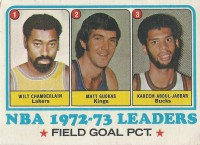1973-74 Topps #155 Wilt Chamberlain/Matt Guokas/Kareem Abdul-Jabbar LL