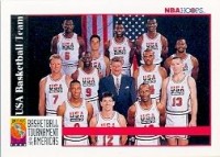 1992-93 Hoops #NNO Team USA/Patrick Ewing/Larry Bird/Michael Jordan/Scottie Pippen/Charles Barkley/Magic Johnson/Chris Mullin/David Robinson/John Stockton/Karl Malone/Chuck Daly/Clyde Drexler/Christian Laettner