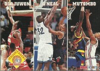 1993-94 Hoops #290 Hakeem Olajuwon/Shaquille O'Neal/Dikembe Mutombo LL