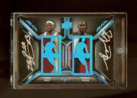 2008-09 UD Black Dual Patch Autographs White #DPAJJ Michael Jordan/ LeBron James