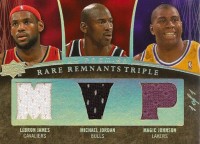 2007-08 Upper Deck Premier Rare Remnants Triple Gold Spectrum #JJJ LeBron James/ Michael Jordan/ Magic Johnson