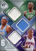 2009-10 SP Game Used Six Star Swatches #6SMGSADR Carmelo Anthony/ David Robinson/ Clyde Drexler/ Kevin Garnett/ Amar'e Stoudemire/ Karl Malone