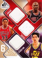2009-10 SP Game Used Six Star Swatches 65 #6SLILYRO John Stockton/ Karl Malone/ Isiah Thomas/ Magic Johnson/ Michael Jordan/ Scottie Pippen