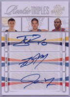2009-10 Panini Season Update Rookie Triples Signatures #12 Tyler Hansbrough/ B.J. Mullens/ Jodie Meeks