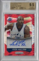 2014-15 Panini Prizm Autographs Prizms Red Pulsar #35 Karl Malone